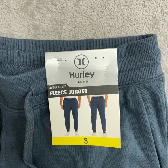 NEW Hurley Men's S Regular Fit Fleece Jogger Pants Small Blue Cotton Blend - Picture 4 of 7